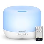 Aromatherapy Essential Oil Diffuser for Room: 500ml Colorful Aroma Air Humidifier with Adjustable Cool Mist Mode, Waterless Auto Off Ultrasonic Diffusers for Large Room Home Office(White)