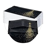 AmyGline 50 St&uuml;ck Weihnachten-Mundschutz mit Motiv,Einweg_3Lagig_Staubdicht Atmungsaktiv Weihnachtsmuster Gesichtsschutz Halstuch (50PC, Z01)