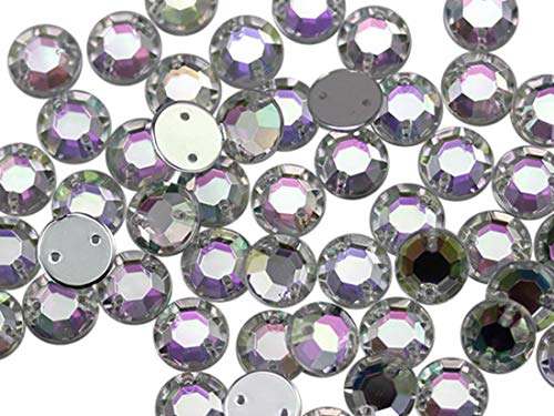 Allstarco 7Mm Flat Back Sew On Rhinestones Beads For Crafts Plastic Acrylic Round Gems With Holes For Sewing, Clothing Embelishments, Costume Cosplays Crystal Ab H702-100 Pieces #TOP21