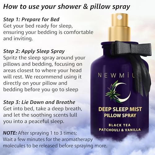 Deep Sleep Pillow Spray Natural Aromatherapy Mist for Sleep Relaxation Calming Stress Relief Patchouli Black Tea Vanilla Essential Oils Self Care Gift - Image 7