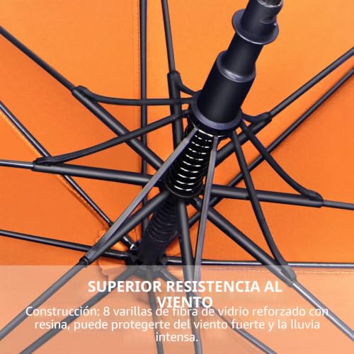 Miniatura 5 de Zomake Paraguas Golf Antiviento Automatico 68 Pulgadas,Extra Grande Paragua Resistente Con Doble Toldo Venteado Impermeable A Prueba De Viento Palo Paraguas Para Hombre Mujer Naranja