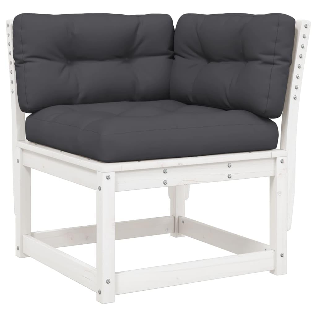 Designerska sofa narożna na taras, z litego drewna, z drewna sosnowego, 73 x 73 x 78 cm, z poduszkami