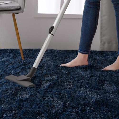 Image of Carpet for Hallway, Kitchen, and Modern InteriorsCarpetCozy Shag Runner for Living Room, Bedroom & Office Decor ETC Size 4x6 feet, Patten-Solid Blue