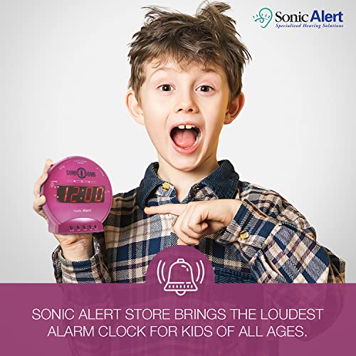 Sonic Alert Sonic Bomb Dual Alarm Clock With Bed Shaker, Pink Vibrating Alarm Clock Heavy Sleepers, Battery Backup | Wake With A Shake #TOP7