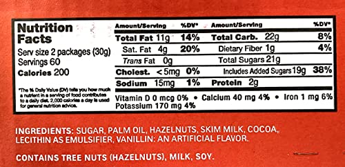crait Nutella Chocolate Hazelnut Spread, 0.52 oz Single Serve Mini Snack Pack 24 Pack 100 Calorie Portion Control Packs, School Lunch Boxes, Work Office Breakrooms, Travel and On-The-Go Nutella Packs