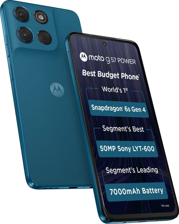 Image of Motorola G57 Power (Corsair, 8GB RAM, 128GB Storage) | Snapdragon 6s Gen 4 Processor | 6.72 inch FHD+ Display | 50MP LYT-600 + 8MP Ultrawide | 8MP Selfie Camera | 7000mAh Battery, 33W TurboPower | IP64