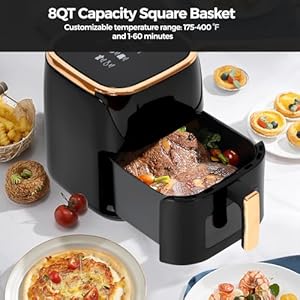 Panana 8QT Large Air Fryer Compact, 8 Preset Menus Airfryer, One-Touch Digital Control Presets, Touchscreen Display, Dishwasher Safe, Nonstick, Fit for Family (Black) Panana 8QT Large Air Fryer Compact 8 Preset Menus Airfryer One Touch Digital Control Presets Touchscreen Display Dishwasher Safe Nonstick Fit for Family Black