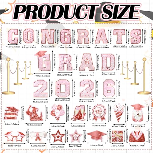 Image of Landhoow 30 Pcs Graduation Car Magnets 2026 Senior Graduation Car Decoration Bumper Sticker Congrats Grad Magnet Magnetic Refrigerator Decal for Grad Parade Party Supplies (Pink, Rose Gold)