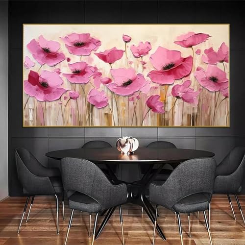 Impression de fleurs roses sur toile abstraite pour raviver un mur vide de salon