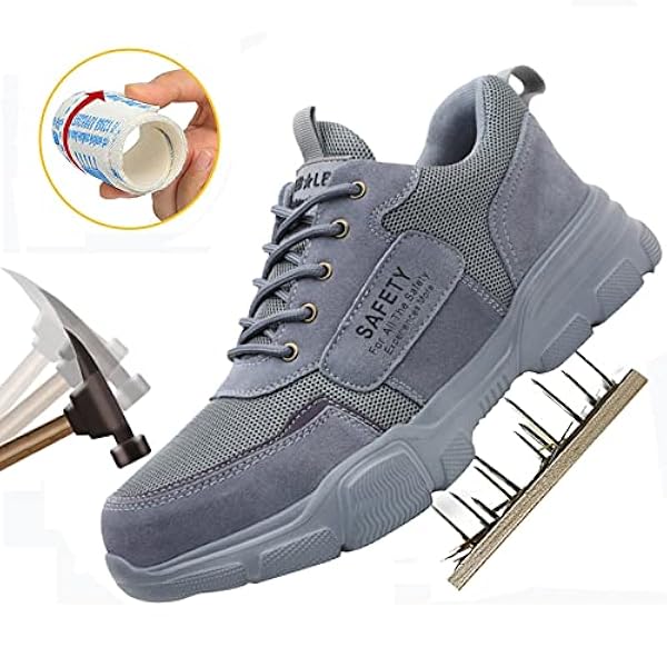 Stalen Teen Trainers,Veiligheidsschoenen Met Stalen Cap Beschermt De Voeten Tegen Vallende Of Rollende Voorwerpen,grijs gaas_35