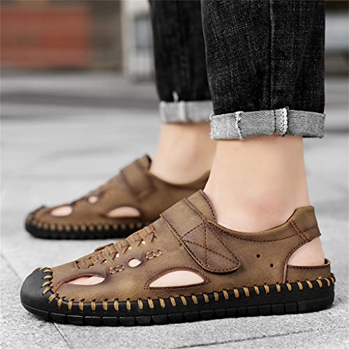 Men Genuine Leather Sandals Casual Shoes Men's Roman Beach Sandals Sandalias Big Size(45)4