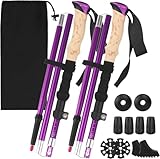 Bâtons de Randonnée,Baton de Marche Pliable,Baton de Marche Nordique Pliable Télescopique Antichoc Antidérapant 115 135 CM,avec 5 Paires de Tampons,pour Homme et Femme Trekking
