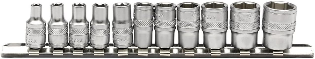16488 1/4-Inch Square Drive Imperial 11 Piece Sockets on Metal Rail , Blue