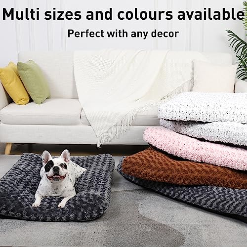 KSIIA Hundebett mittelgroße Hunde Waschbar, Hundekissen flauschig, M Hundematte für kleine mittelgroße Hunde, rutschfeste Unterseite, Hundekorb Hundematratze Haustierbett, Dunkelgrau, 76x52cm