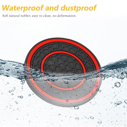 Image of Osilly Car Coasters for Cup Holder, 2.75 Inch No-Slip Anti Dust Insert Coaster, Universal Auto Waterproof Coasters Silicon Insulation Cup Mats for Woman Man, Suit for Vehicle (Black /Red, 4PCS)