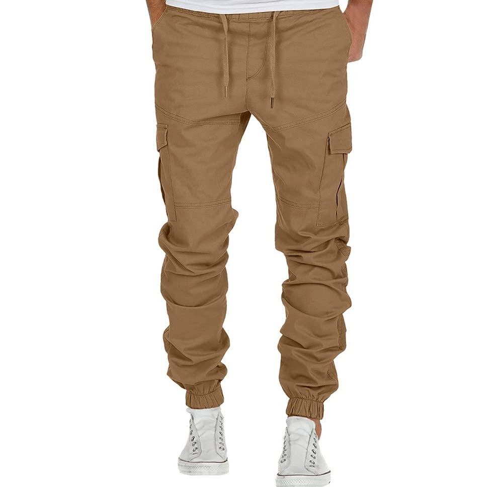 GenericMen's Cargo Jogger Pants Stretch Sweatpants Elastic Waist Slim Fit Tactical Pants Casual Trousers with Pockets