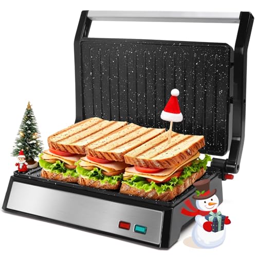 Aigostar Panini Press, 1200W Sandwich Maker and Electric Indoor Grill with Ceramic Non-Stick Coated...