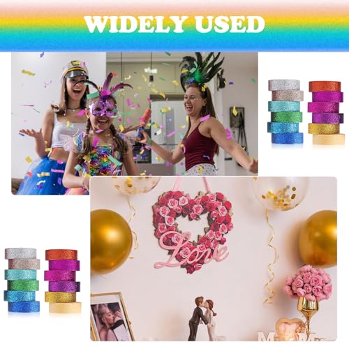Glitzer Washi Tape Set – 12 Bunte Glitzernde Bänder für Basteln, Scrapbooking und Dekoration, 3m x 15mm, Wiederverwendbar, Kein Kleberückstand, Perfekt für DIY-Projekte