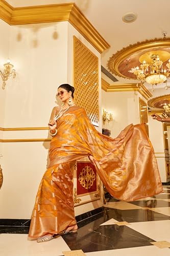 Image of SWORNOF Women's kanjivaram banarasi silk saree for Patola festival Wedding silk with rich pallu Design sarees for women with blouse piece