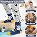 MOGGEI Kids Boys Toddlers Fuzzy Slipper Grips Socks Non Slip Warm Winter Fluffy Cozy Thick Fun Crew Hospital Gripper Socks 6 Pairs Christmas Gifts Stocking Stuffers(Space,8-12 Years)
