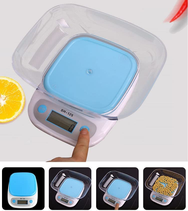 Échelle de cuisine numérique Grand plateau 5 kg, balance alimentaire électronique de cuisson électronique 5000g avec back-éclairé LCD Affichage, mode et fonctionnalités TARE CT/LB/OZ/G