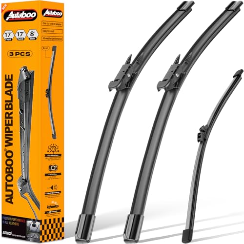 AUTOBOO 3-Pack Windshield Wiper Blades for Ford Bronco 2021-2025, Original Equipment Replacement 17"+17" Front and 8" Rear, All-Weather Performance, Easy One-Click Install by AUTOBOO - Used condition - US$8.56