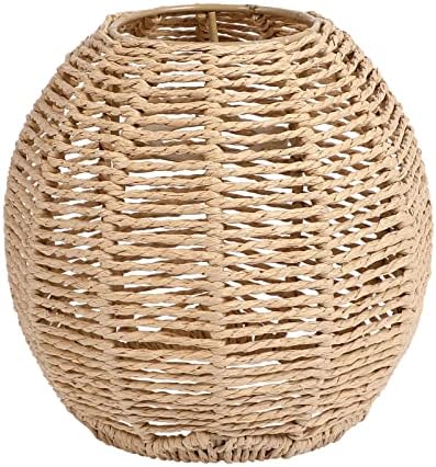 Angoily Rattan Lamp Shade for Pendant Lamp Floor Lamp Rattan Basket Chandelier Lamp Shade Light Fixture Rattan Shade for Bedroom Bedside House Reading Living Room Home Hallway Dining, Khaki