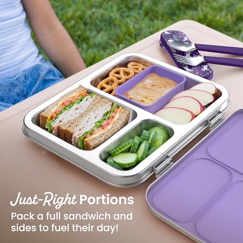 Image of Bentgo Kids Prints Stainless Steel Leak-Resistant 3-Compartment Lunch Box