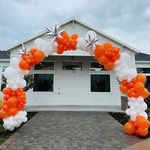 Image of YMSZ Orange Balloons Arch Kit, 134pcs Orange and White Balloons for Birthday, Graduation, Baby Shower Party Decorations