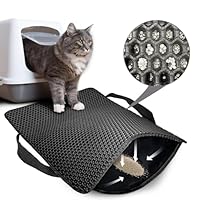 Hanbramo Katzenklo Matte, 61×38CM Honeycomb Double Layer Non-Slip Katzenstreu Matte, wasserdicht und Urin Proof Katzen Matte für Litter Catcher, Cat Litter Mat Streu Kontrolle