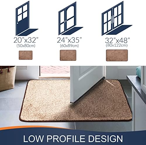 Walensee Indoor Doormat, Front Door Mat for Entrance (80x120cm Brown) Machine Washable Entryway Rug Non Slip Dirt Trapper Door Rugs Absorbent Low Profile Shoes Scraper Inside Floor Mats for Entry