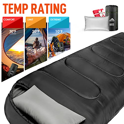 Mereza Adults Mens Kids With Pillow, Xl For All Season Camping Hiking Backpacking 1 & Double 2 Person Sleeping Bags For Cold Weather & Warm #TOP3