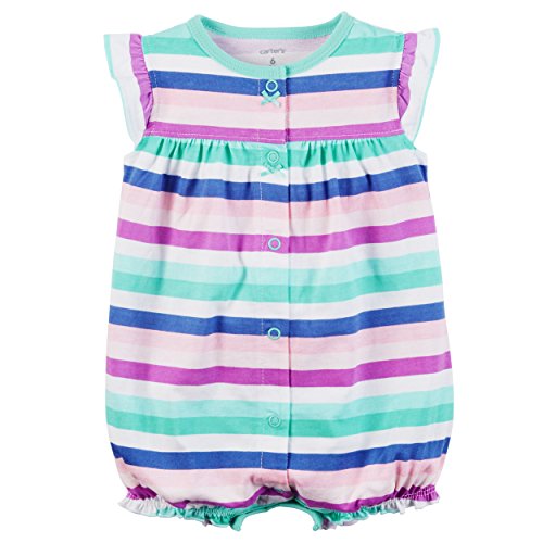 Carters Baby Girls Striped Butterfly Snap Up Romper 12 Months