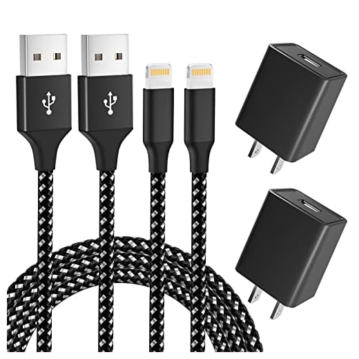 iPhone Charger,2Pack 6FT MFi Certified Lightning Cable Data Sync Charging Cords with 2Pack USB Wall Charger Travel Plug Adapter Compatible iPhone 12 Pro/11 Pro/Xs/XR/X/8/8Plus and More