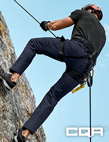 Cqr Men's Cool Dry Tactical Pants, Water Resistant Outdoor Pants, Lightweight Stretch Cargo/Straight Work Hiking Pants, Runyon Cargo Navy, 34W X 32L #TOP5