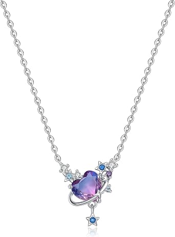 Necklace for Women 925 Sterling Silver Pendant Necklace with Adjustable Chain 40+5CM Layered Double Necklace Clavicle Birthday Gifts for Women