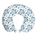 ABAKUHAUS Tortuga Cojín de Viaje para Soporte de Cuello, Bajo el Agua Fauna Motif, de Espuma con Memoria Respirable y Cómoda, 30x30 cm, Azul y Blanco