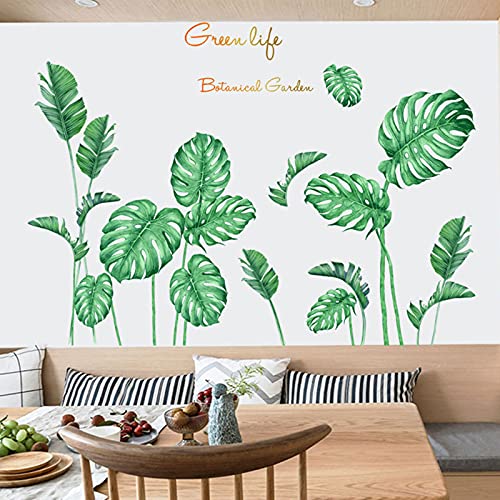 Big Green Leaf Wall Stickers Tropical Plant Leaves Window Decals Wall Murals Wall Art Decorative Sticker For Kids Home Living Room Bedroom Nursery Playroom Jungle Party Decor Decorations Supplies #TOP5