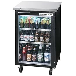 Beverage-Air BB24GF-1-B 24" One Glass Door Food Rated Back Bar Refrigerator 7.8 cu. ft. Capacity Black Exterior and Rear Mounted