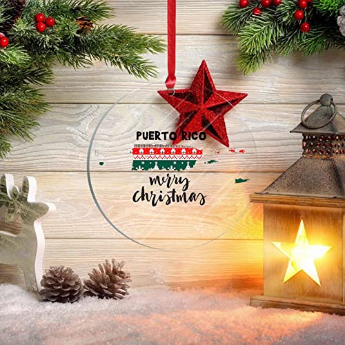 3In Round Christmas Acrylic Ornament Keepsake Usa States Map Puerto Rico Funny Two-Side Printed Acrylic Ornament For Memorial Family Friends Gift Party New Year Holiday Xmas Tree Hanging Decoration #TOP4