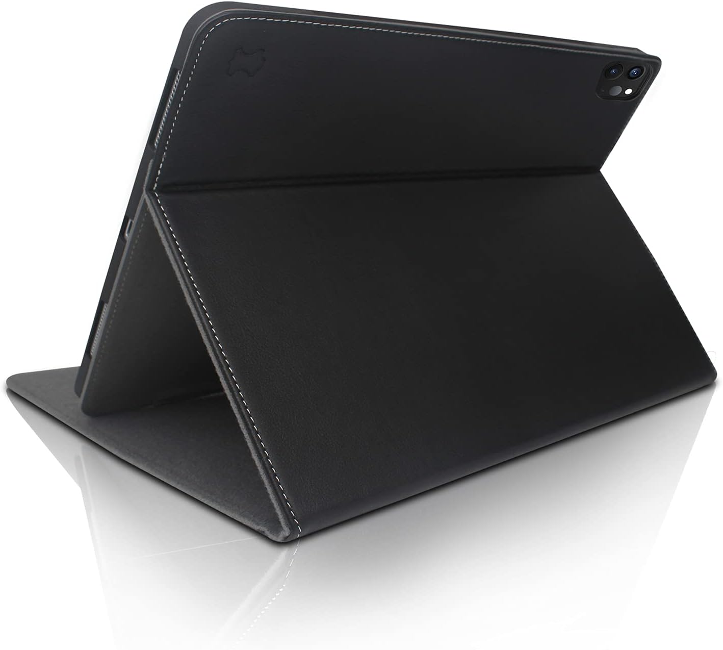 iPad Pro 2021 12.9 inch PU Leather Cover - Secure Any-Angle Stand and Safe Apple Pencil Holder Protector for iPad Pro 12.9 inch 2021 - Easy Access to all Controls - Shockproof Case (Black) - CUVR