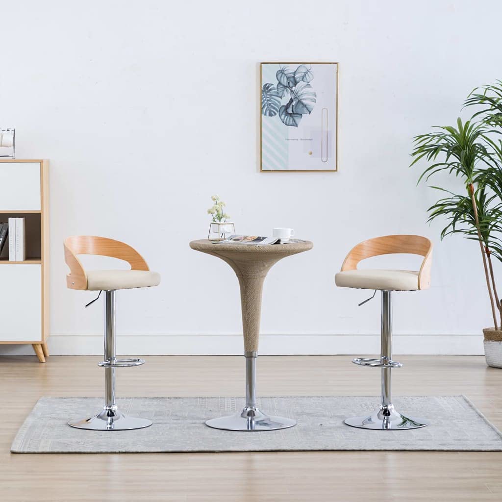 Tabouret de bar en cuir synthétique et bois de buste design moderne