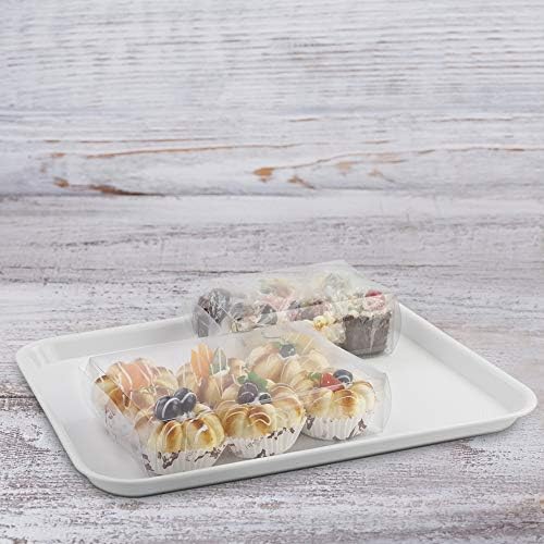 Innouse Serving Tray Set, White Plastic Tray for Serving, Set of 4, 43 cm x 34 cm