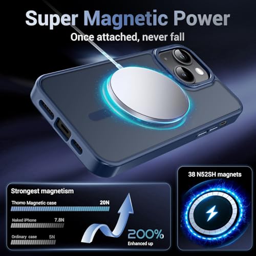 Thomo Upgraded Magnetic for iPhone 15 Plus Case [Compatible with Magsafe] [Mil-Grade Protection], Pocket-Friendly, Slim Translucent Phone Case Cover for iPhone 15 Plus 6.7", Navy Blue — view 3