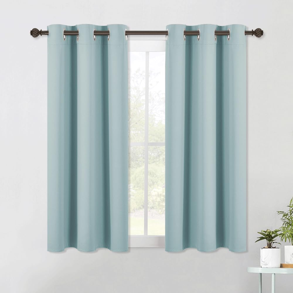 NICETOWN Modern Blackout Curtains Noise Reducing, Sky Blue, 2 Panels, W42 x L54, Thermal Insulated and Privacy Room Darkening Drape Panels for Boy's Guest Room Door Small Short Window