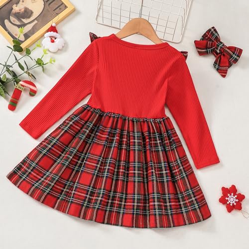 Baby Toddler Girl Fall Winter Clothes Christmas Outfit Xmas Plaid Dress Christmas Dress3