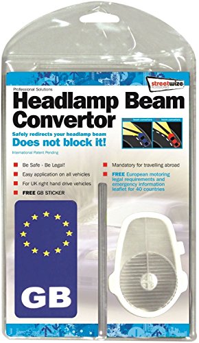 Image of Streetwize Beam Deflectors - Universal Headlight Converter Kit for European Driving, Headlamp Beam Adaptors for Cars, Vans & 4x4s with Magnetic UK Badge & Travel Guide SWTT92