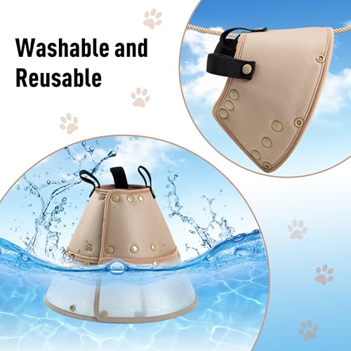Image of Soft Dog Cone Collar for Large Medium Small Dogs After Surgery, Adjustable Pet Recovery E-Collar, Elizabethan Collar for Dogs and Cats, Tan Large