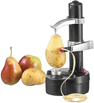 Electric Potato Peeler Automatic Rotating Apple Peeler Tool Multifunction Stainless Steel Potato Pear Fruit Vegetable Peeling Machine for Home Kitchen Black