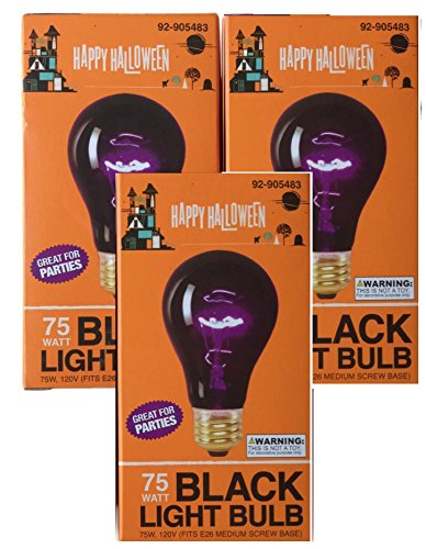 Triple Pack 75 Watt Halloween Black Light Bulbs